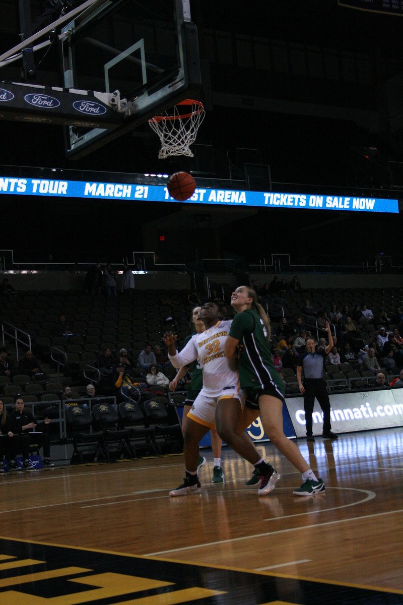 A women's basketball player in action during a game