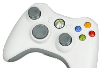 A game controller in use