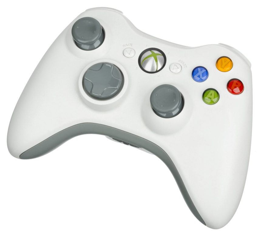 A game controller in use