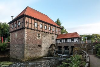 A river running through a town