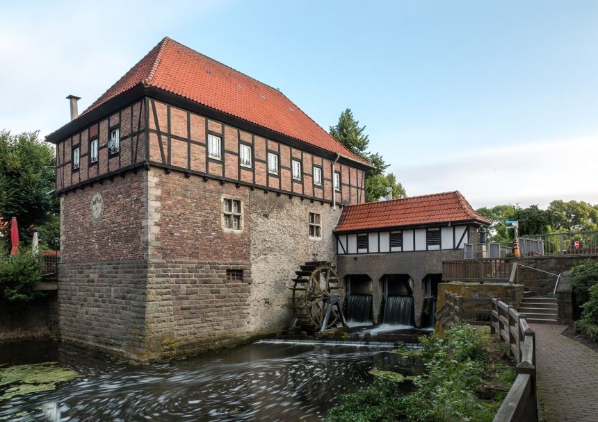 A river running through a town