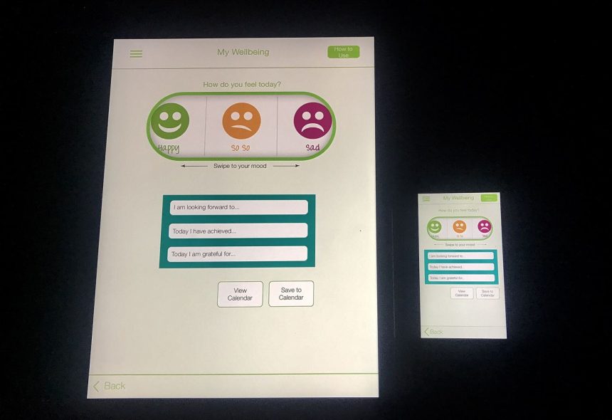 Person using a mental health support app on a phone